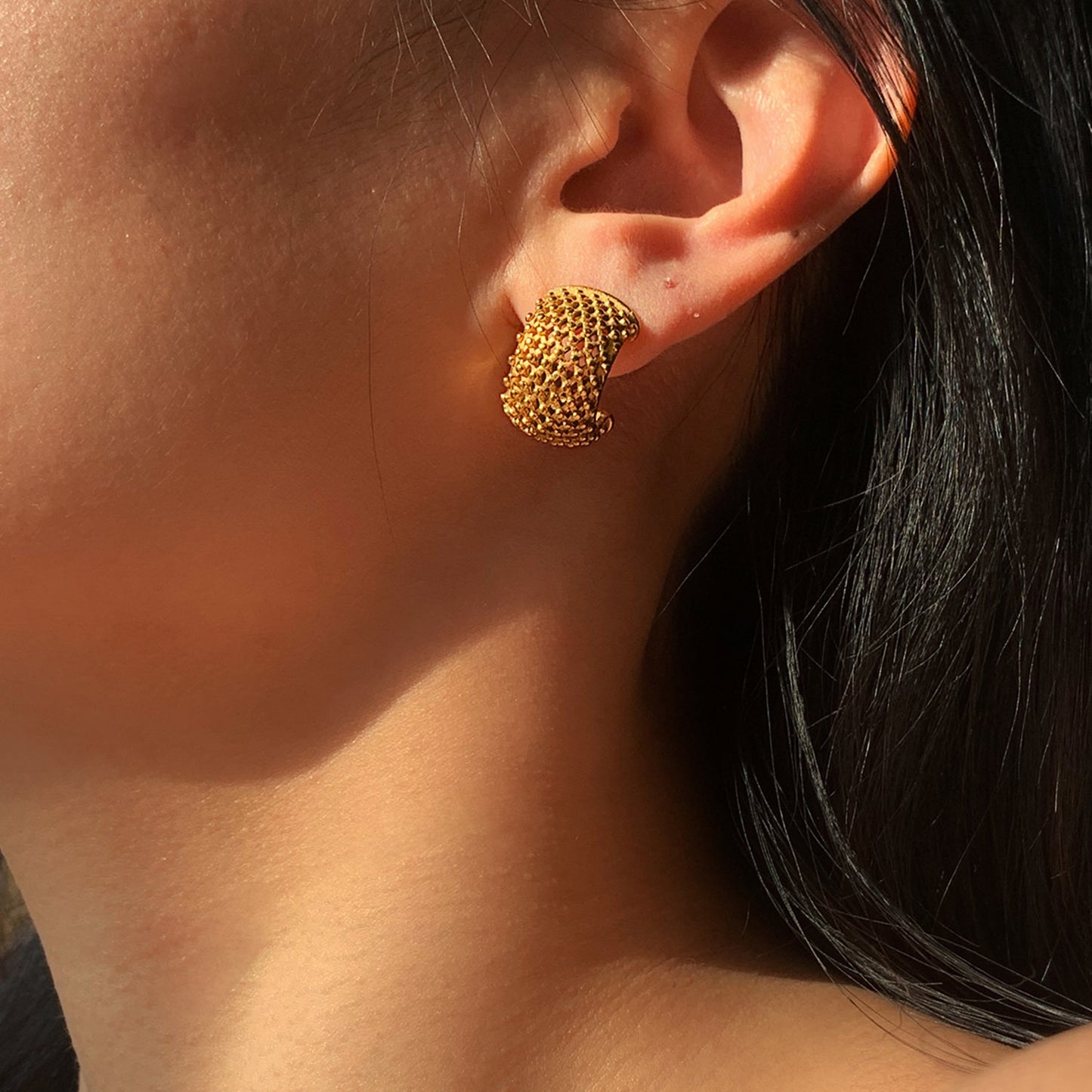Aretes de Acero Inoxidable con Baño de Oro de 18K y Diseño Geométrico Moderno para Mujer