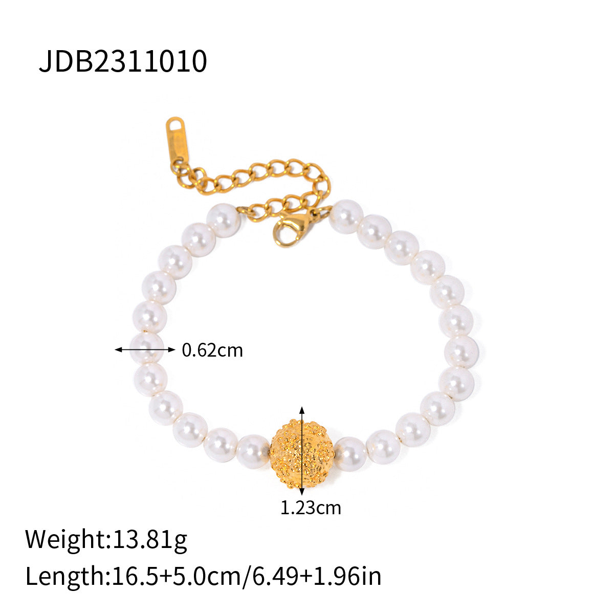 Sweet Geometric Round Pearl Plated Stainless Steel Bracelet for Women