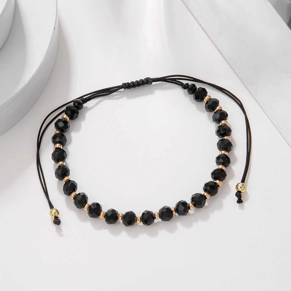 Bohemian Geometric Faceted Glass Bead Handmade Adjustable Bracelet for Women