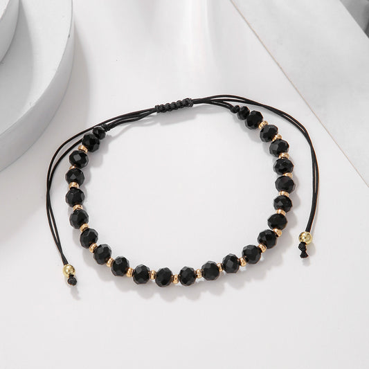 Bohemian Geometric Faceted Glass Bead Handmade Adjustable Bracelet for Women