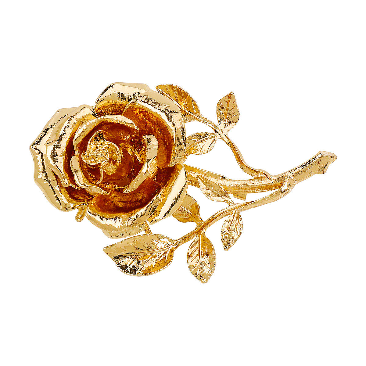 Broche floral de rosa 3D estilo vintage en aleación con acabado galvanizado para mujer