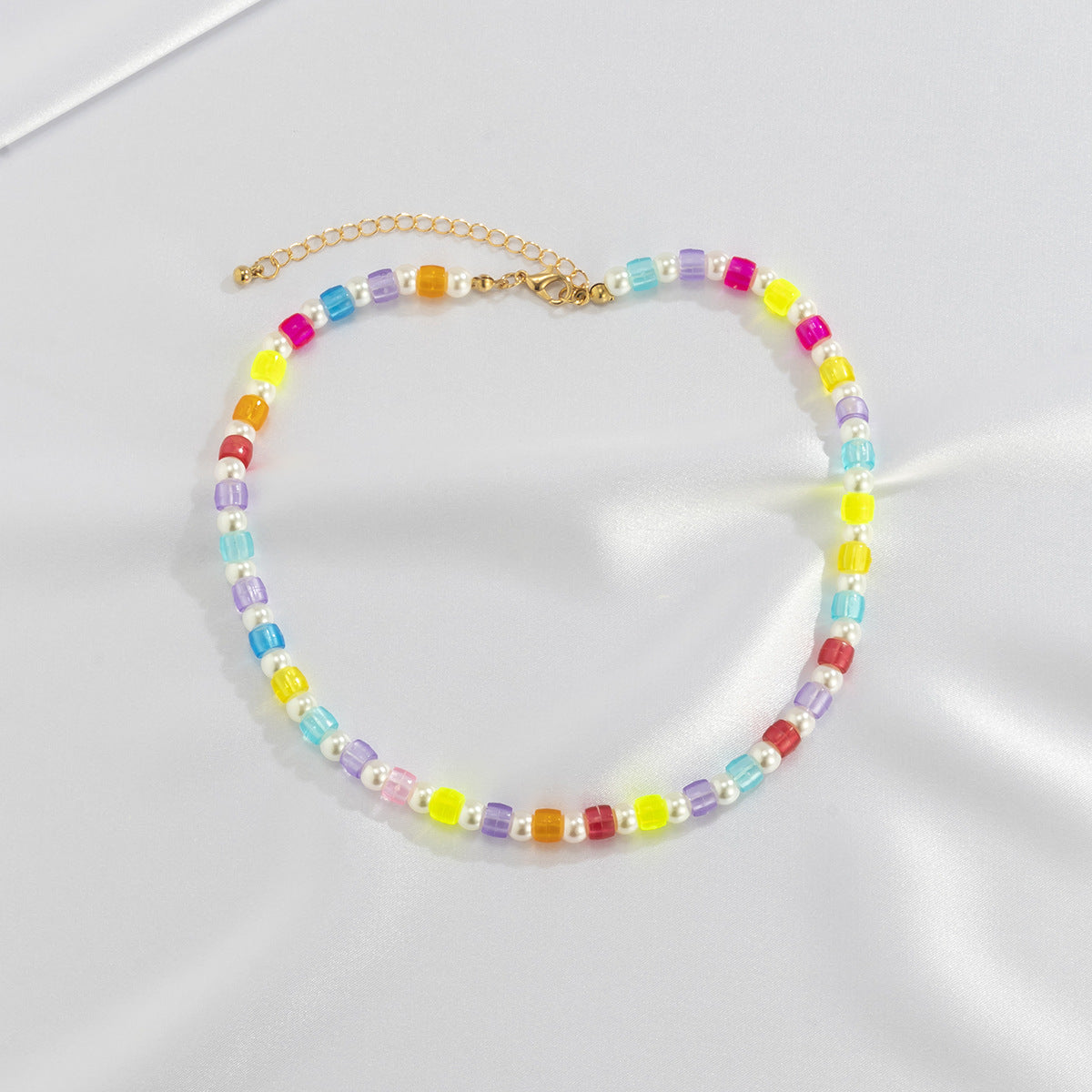 Bohemian Vintage Geometric Resin Acrylic Beaded Necklace for Women