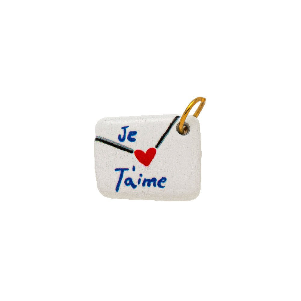Minimalist Heart Lemon 18K Gold Plated Drip Oil Stainless Steel Charm Bar