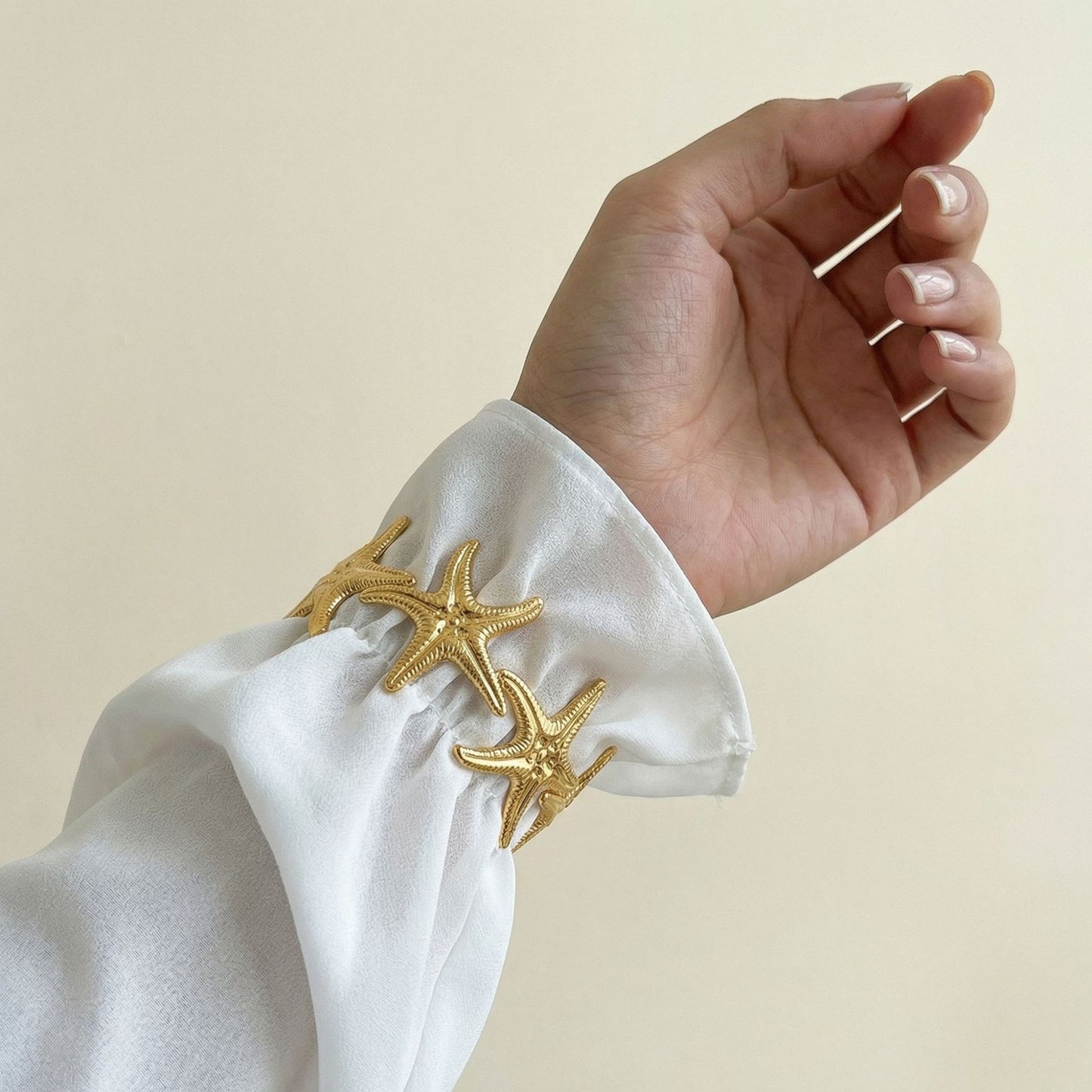 Elegant Geometric Irregular Leaf Wide Open Cuff Stainless Steel Bracelet