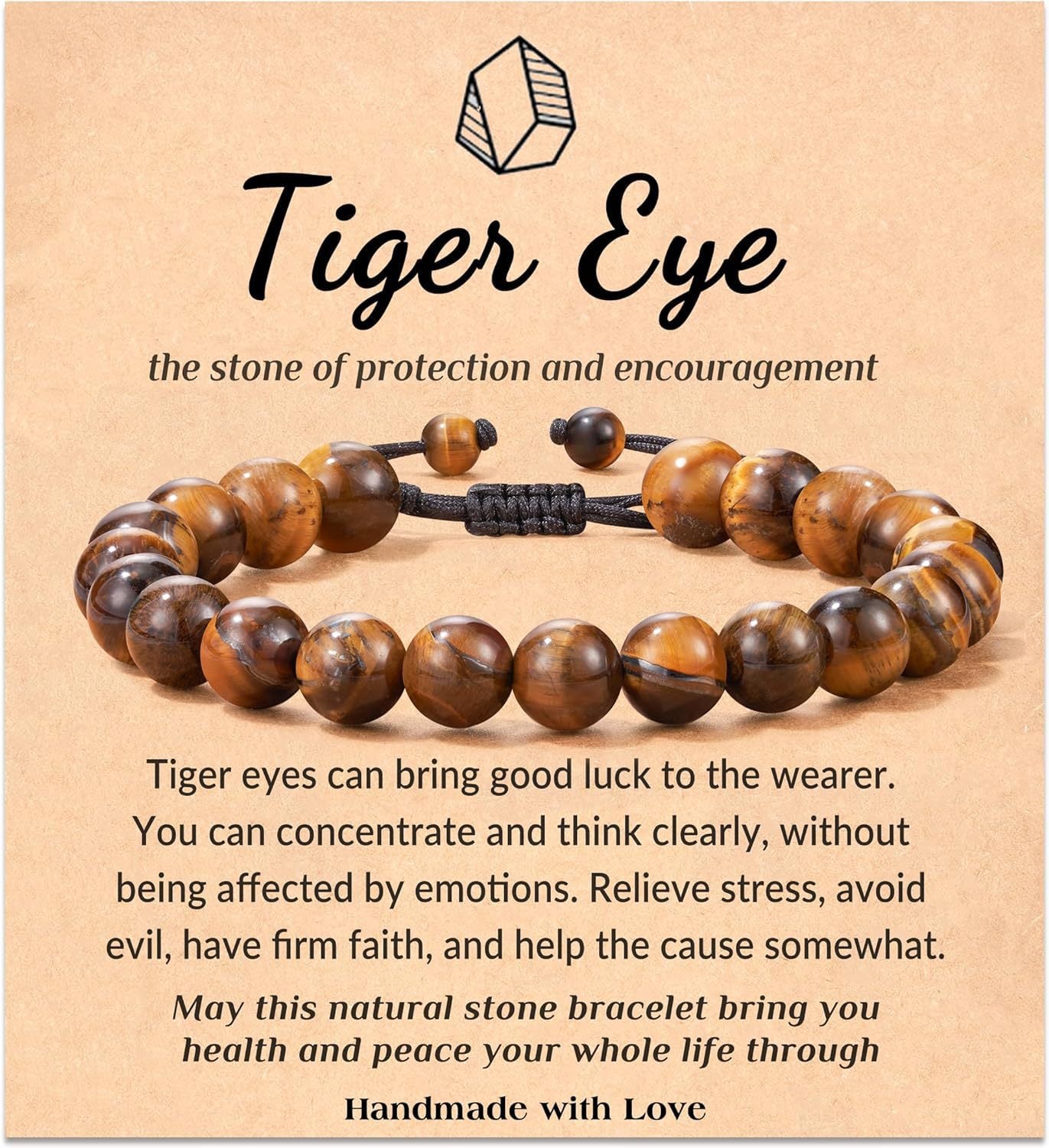 Sweet Geometric Natural Stone Beaded Bracelet with Agate and Crystal for Unisex
