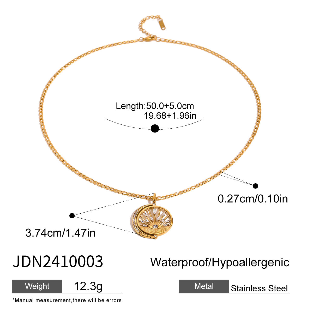 Collana con ciondolo geometrico in acciaio inossidabile placcato da donna con intarsio in strass, catena minimalista per clavicola