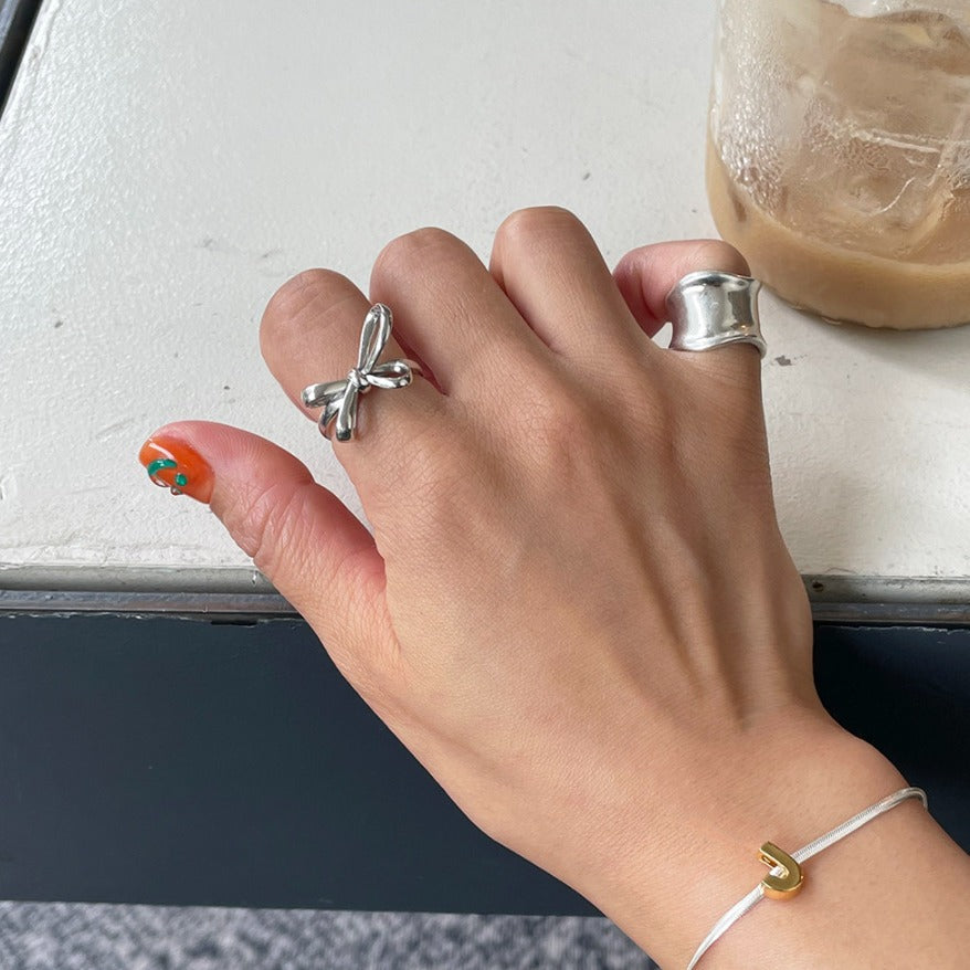 Minimalist 925 Sterling Silver Bow Ring for Women