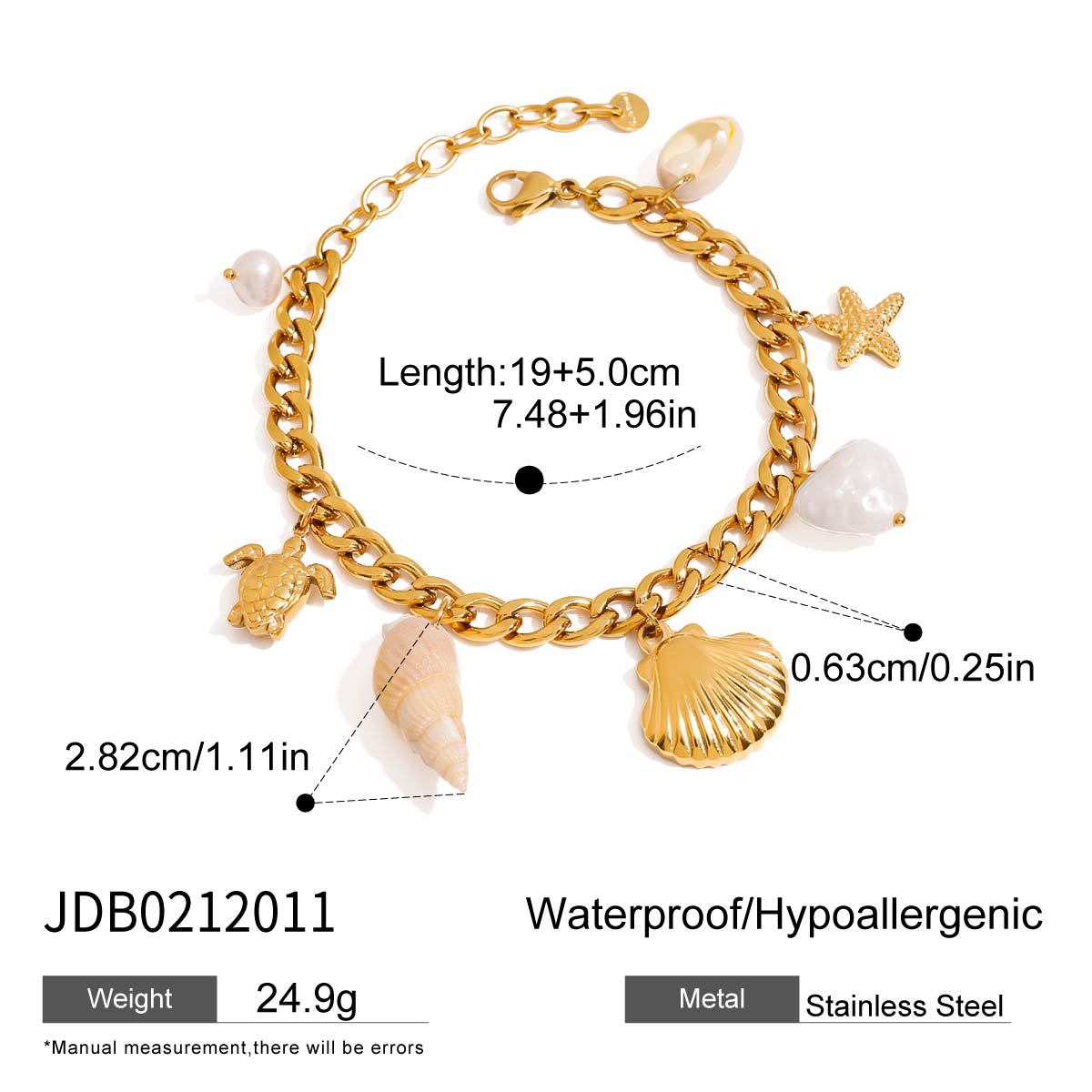 Geometric Stainless Steel Plated Bracelet with Pearl Inlay for Women