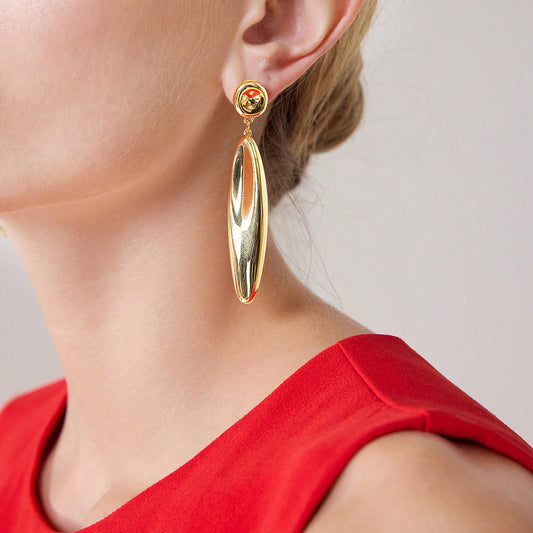 Pendientes de gota de agua geométricos minimalistas de lujo, chapados en oro de 18 quilates, de acero inoxidable para mujer