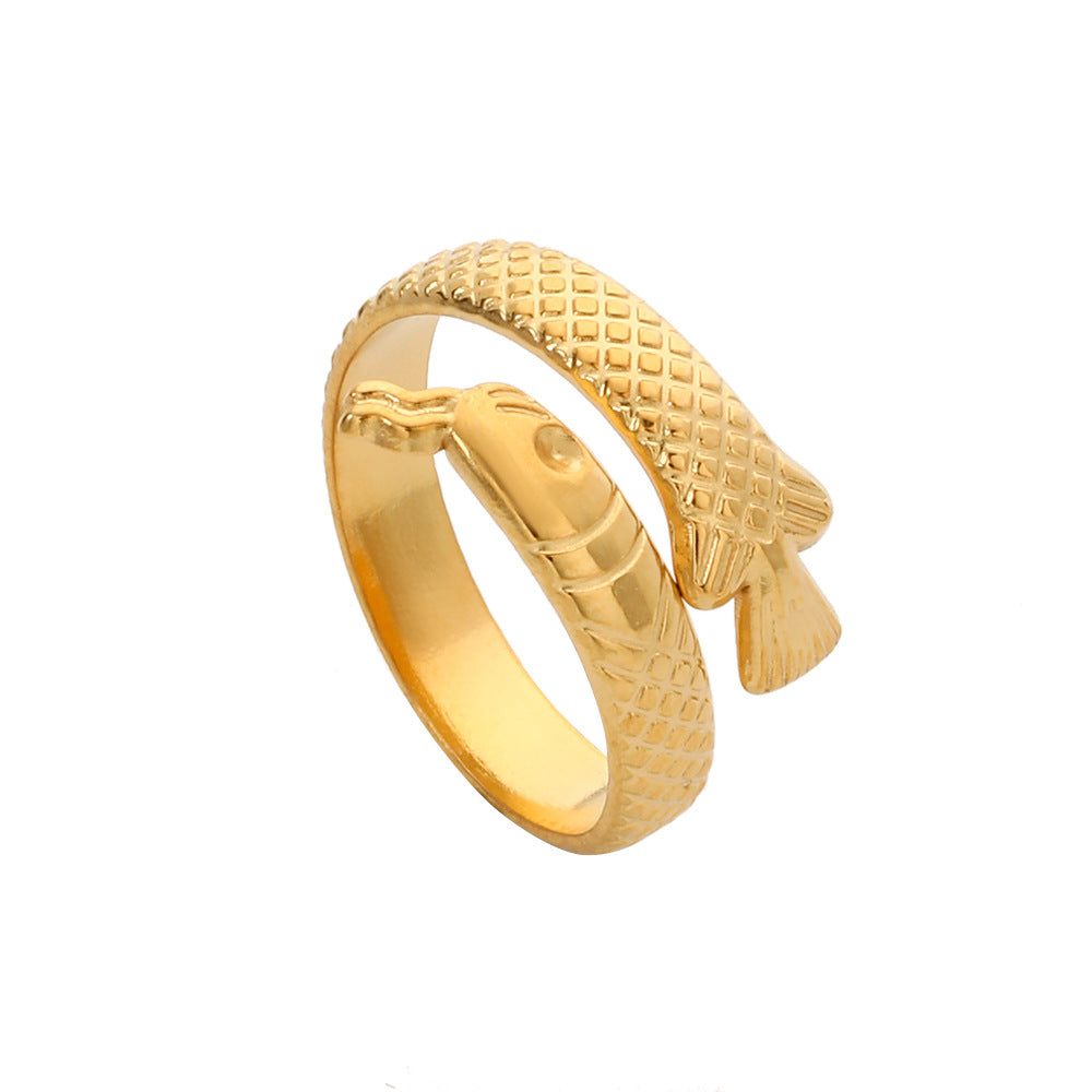 Minimalist Hip-hop Geometric Round Plated Titanium Steel Double Layer Open Ring