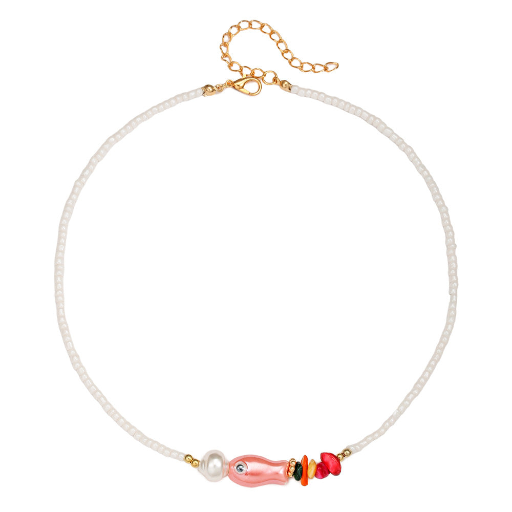 Geometric Round Ceramic Alloy Necklace Cable Chain Unisex