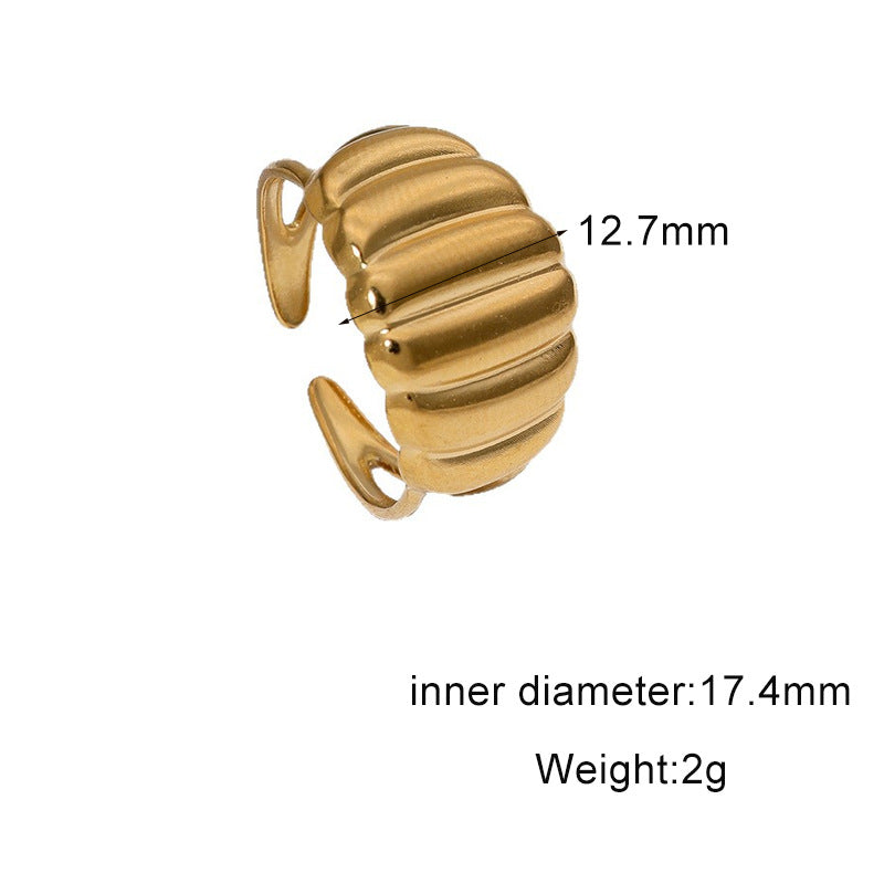Minimalist 18K Gold Plated Stainless Steel Shell Open Ring for Women