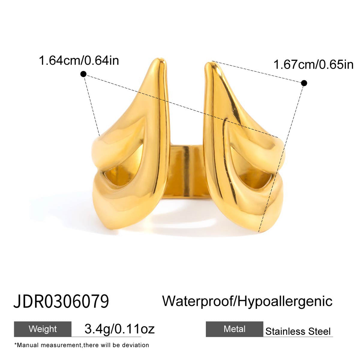 Anello da donna in acciaio inossidabile geometrico placcato in titanio con finitura minimalista di lusso