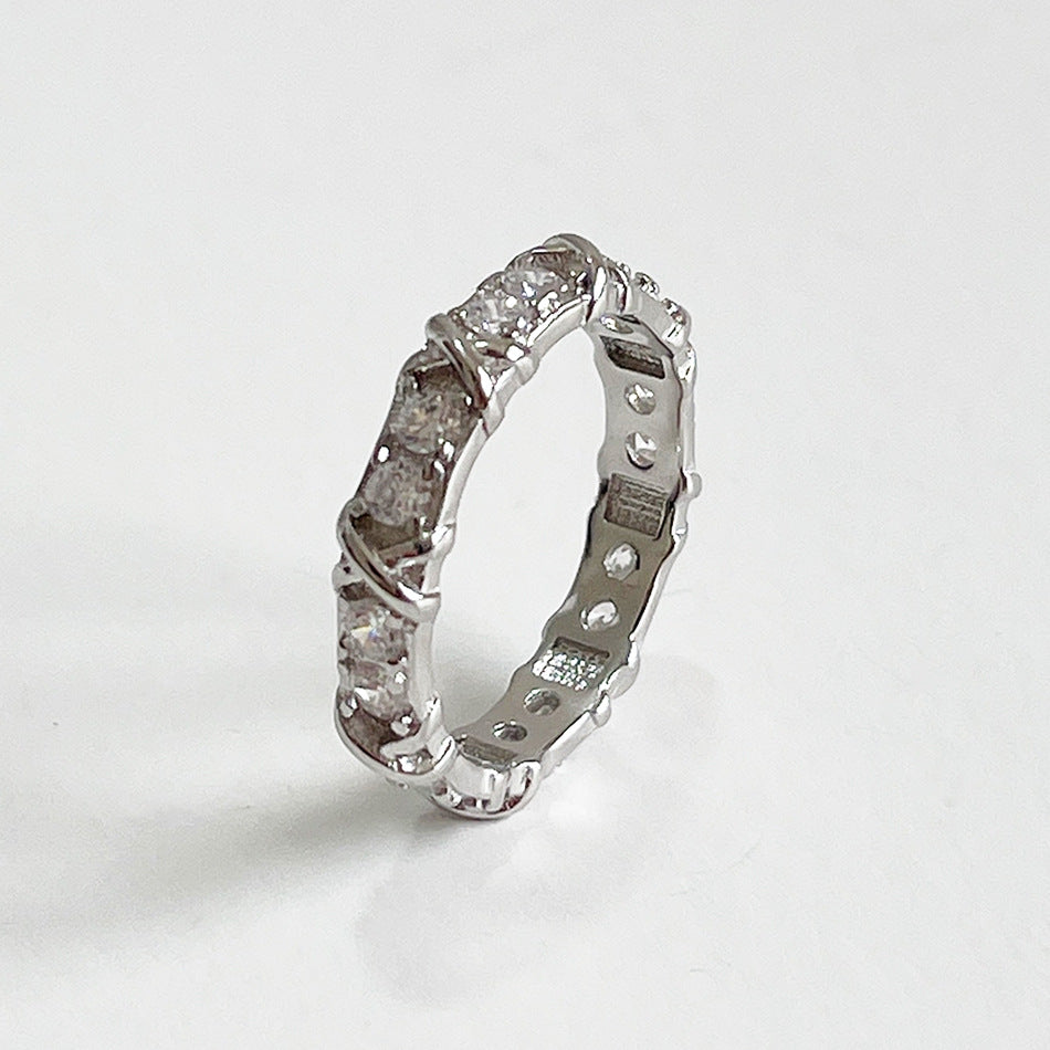 Minimalist Sweet 925 Sterling Silver Heart Letter Inlay Ring for Women