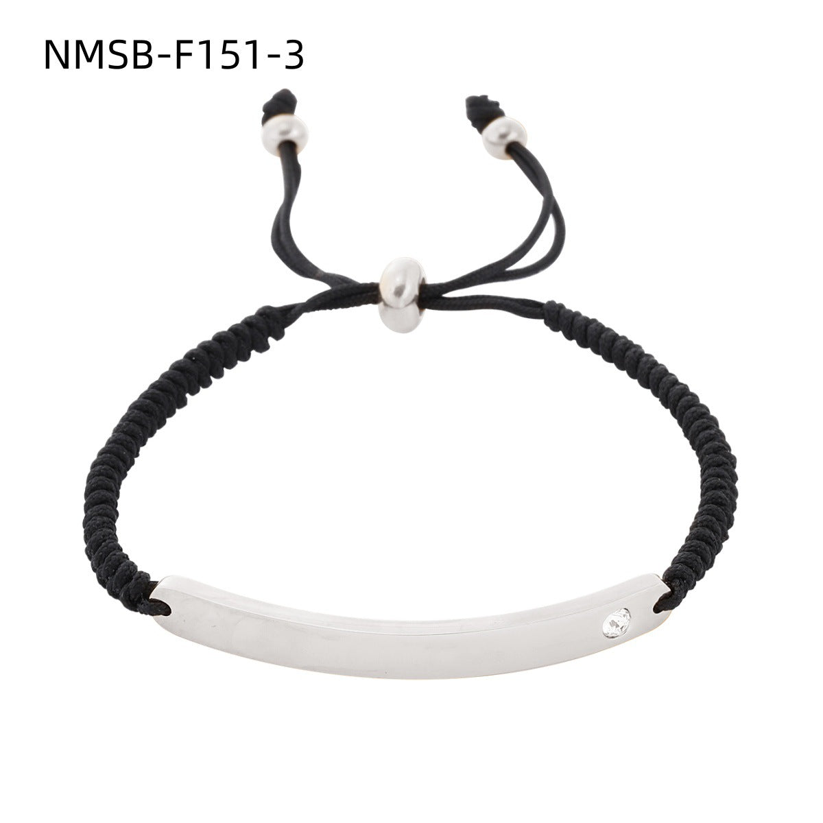 Elegant 18K Gold Plated Geometric Round Rhinestone Inlaid Stainless Steel Titanium Steel Charm Bar Bracelet DIY Engraving Handmade Woven