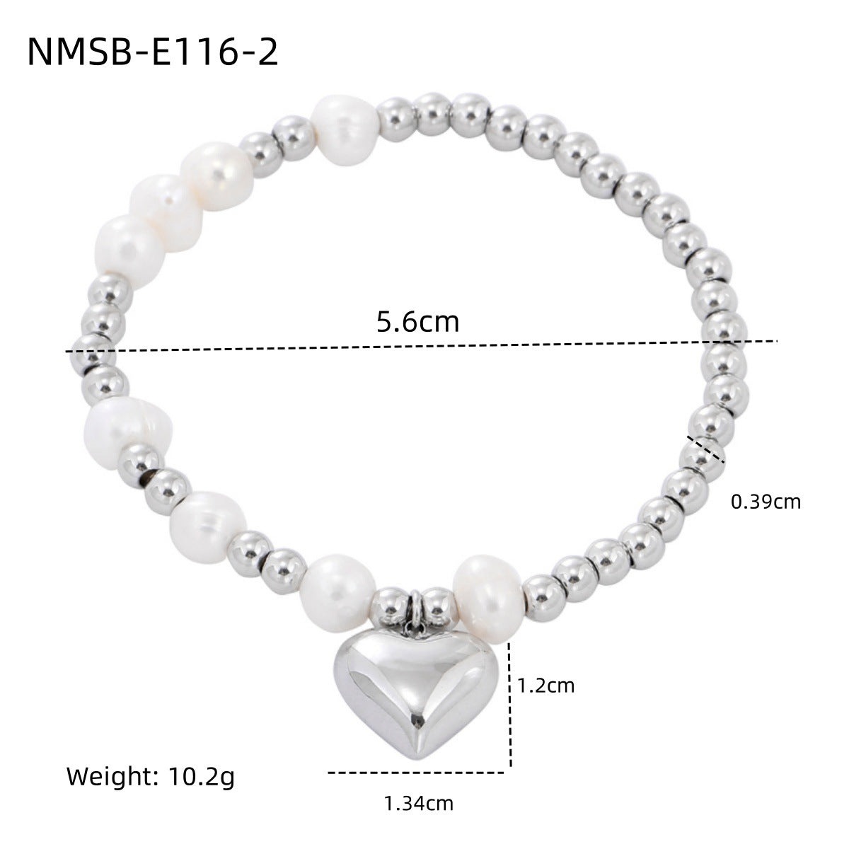 Fashionable Minimalist Pearl Heart Titanium Steel Bracelet for Women with Plated Finish and Beaded Design