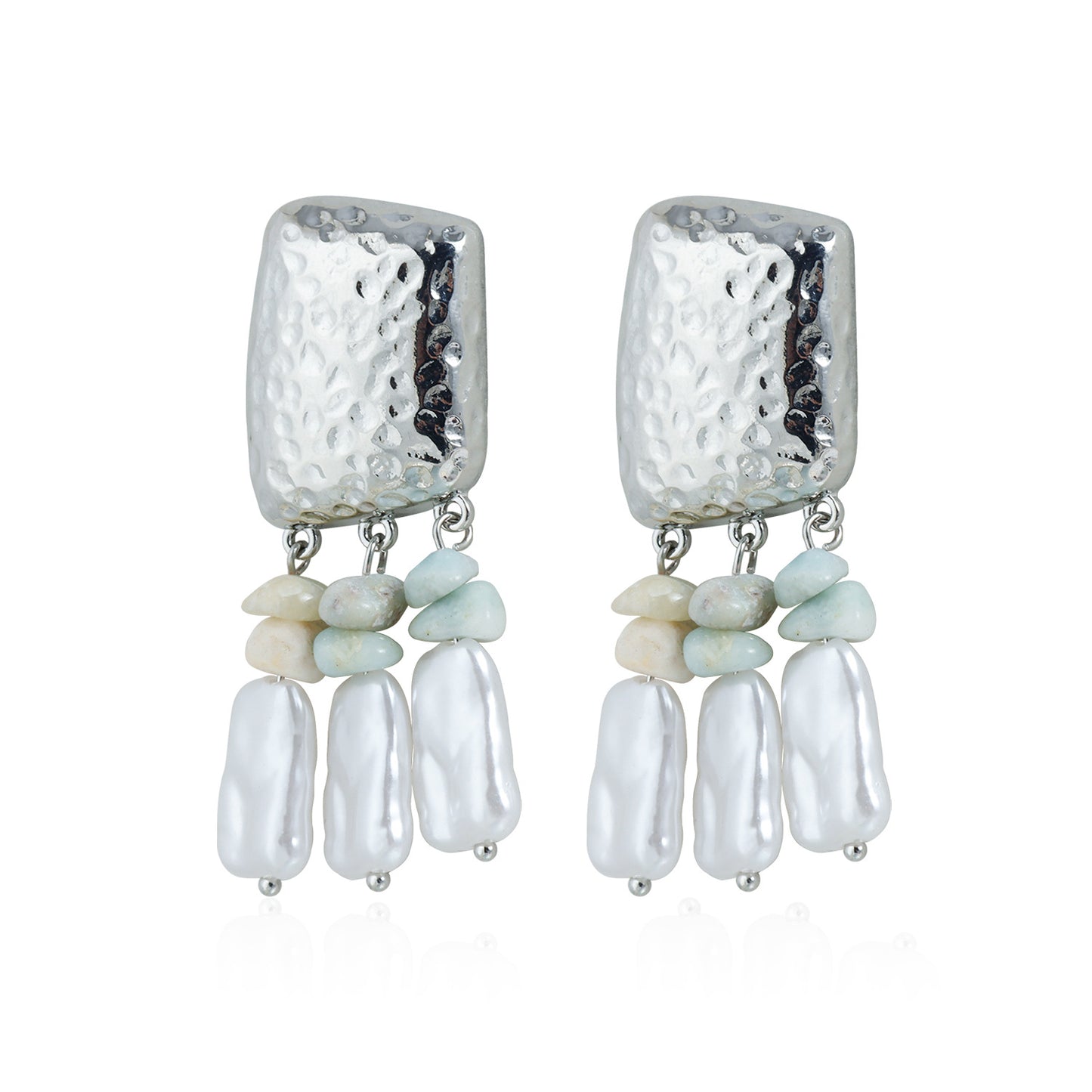 Vintage Geometric Turquoise Inlay Plated Zinc Alloy Stud Earrings for Women