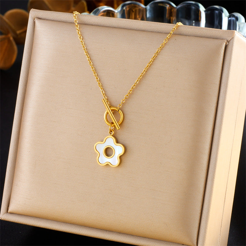 Vintage Fashion Stainless Steel Multi-Layer Irregular Heart Floral Bow Pendant Necklace