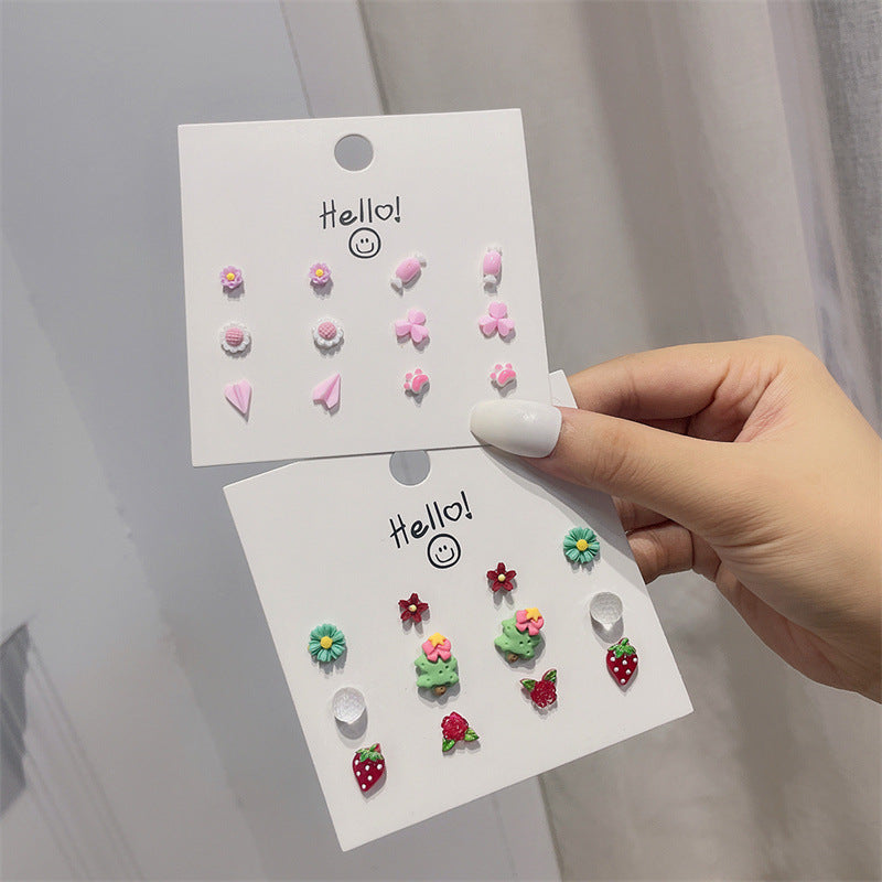Sweet Minimalist 925 Sterling Silver Post Resin Drip Oil Geometric Floral Stud Earrings for Women