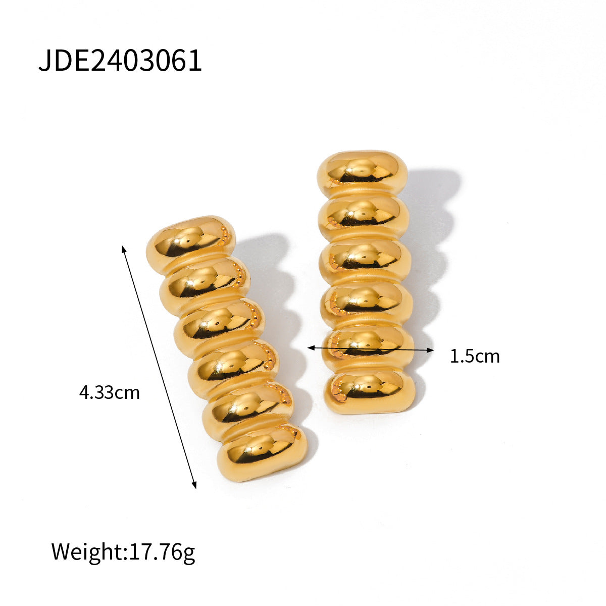 Minimalist 18K Gold Plated Stainless Steel Multi-layer Gourd Shape Earrings Unisex Studs