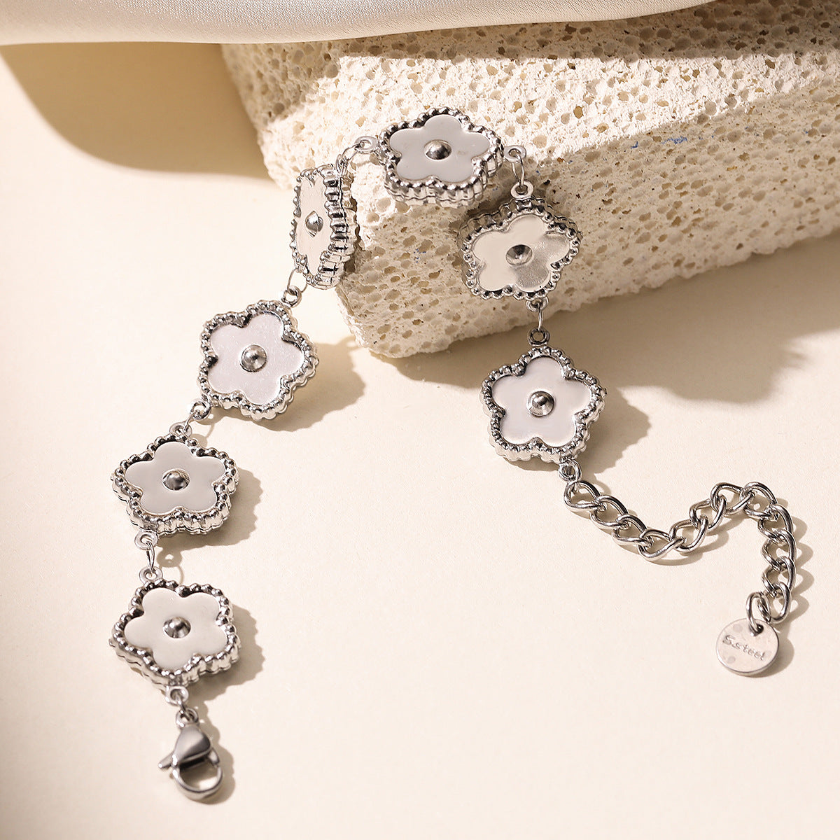 Vintage Floral Plated Stainless Steel Bracelet for Women