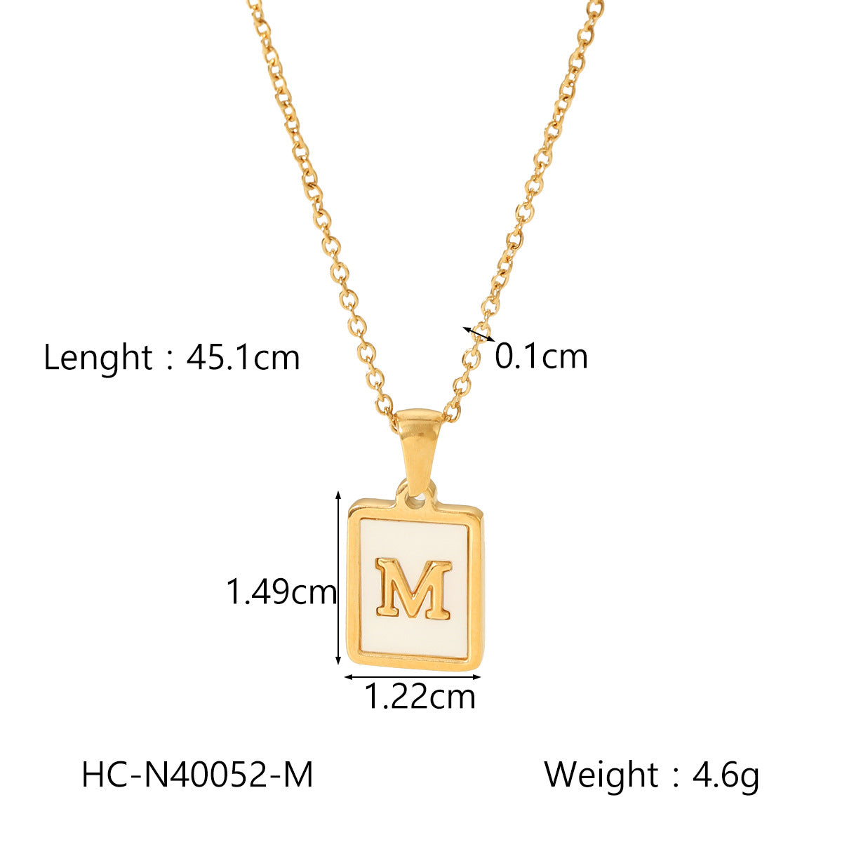 Minimalist Letter Pendant Necklace in Titanium Steel with 18K Gold Plating on Stainless Steel Chain for Women
