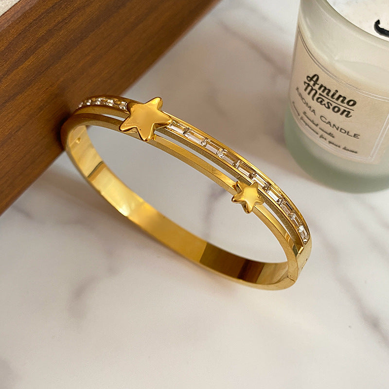 Oval Geometric Plated Titanium Steel Bracelet