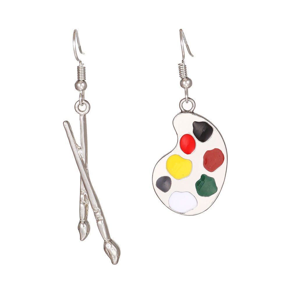 Sweet Cartoon Geometric Round Drip Oil Alloy Earrings for Women