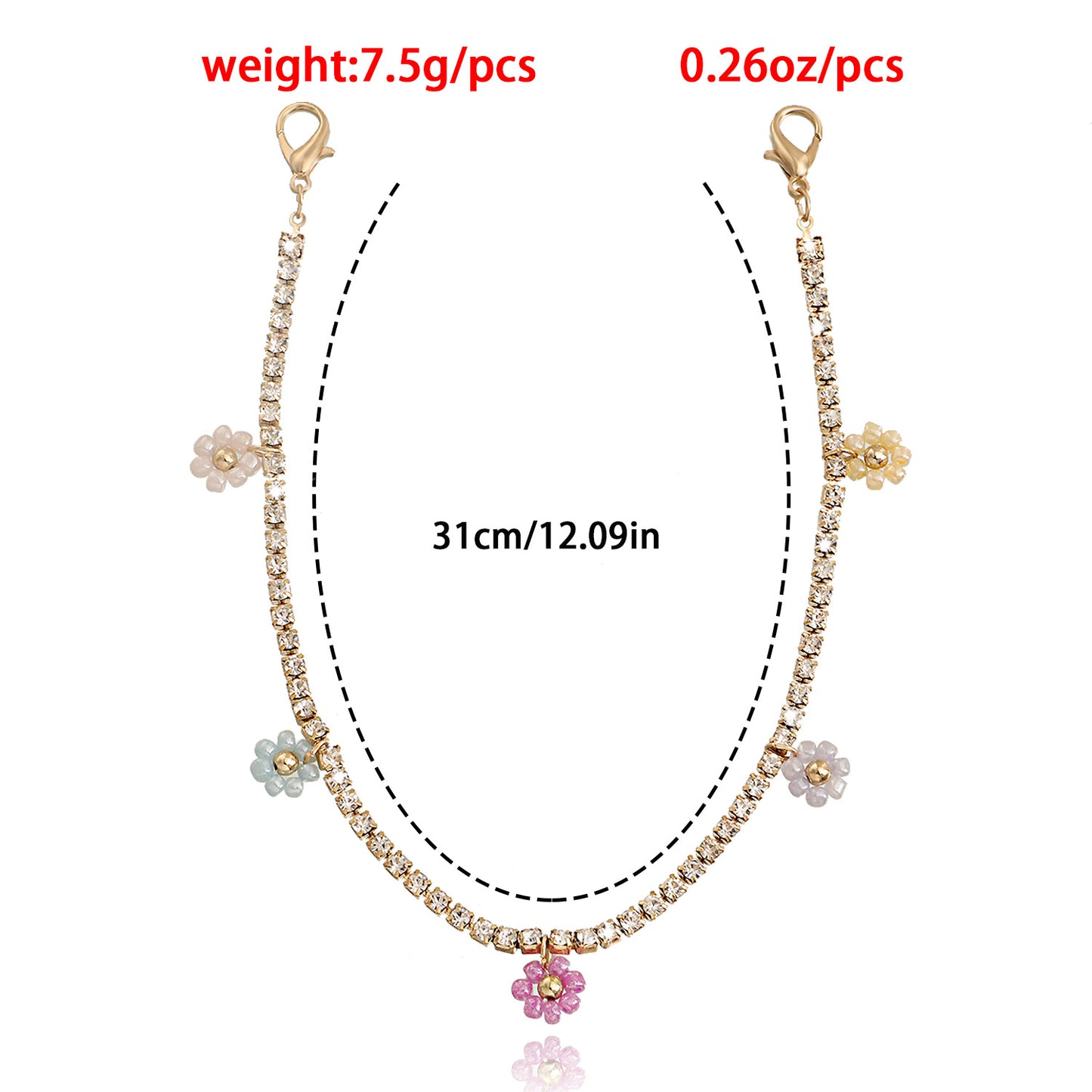 Geometric Daisy Flower Anklet with Rhinestone Accents for Women Alloy Metal Beach Jewelry