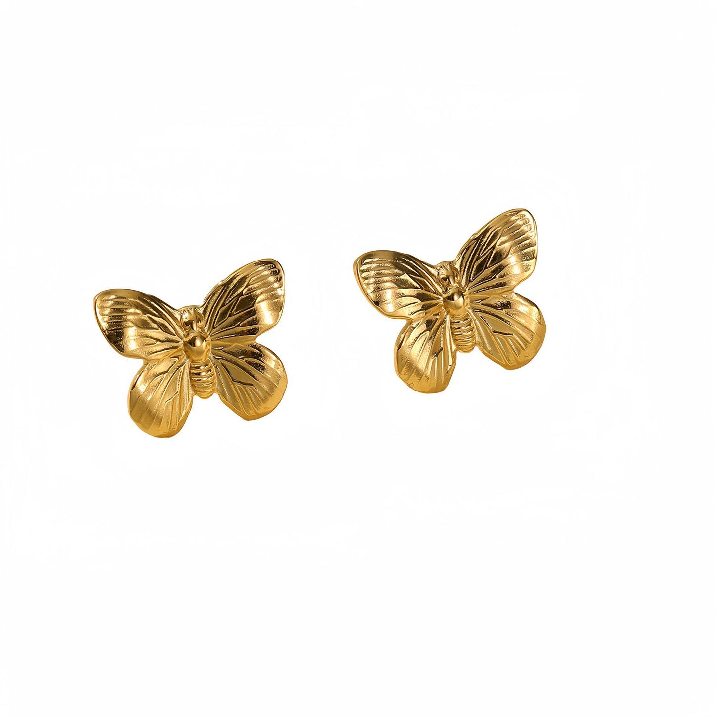Vintage Floral and Butterfly Shaped Titanium Steel Earrings for Women with Plated Finish, Hypoallergenic and Fade-Resistant