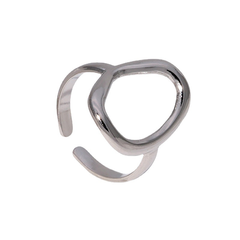 Minimalist Geometric Titanium Steel Adjustable Open Ring for Women with Irregular Shape and Plated Finish