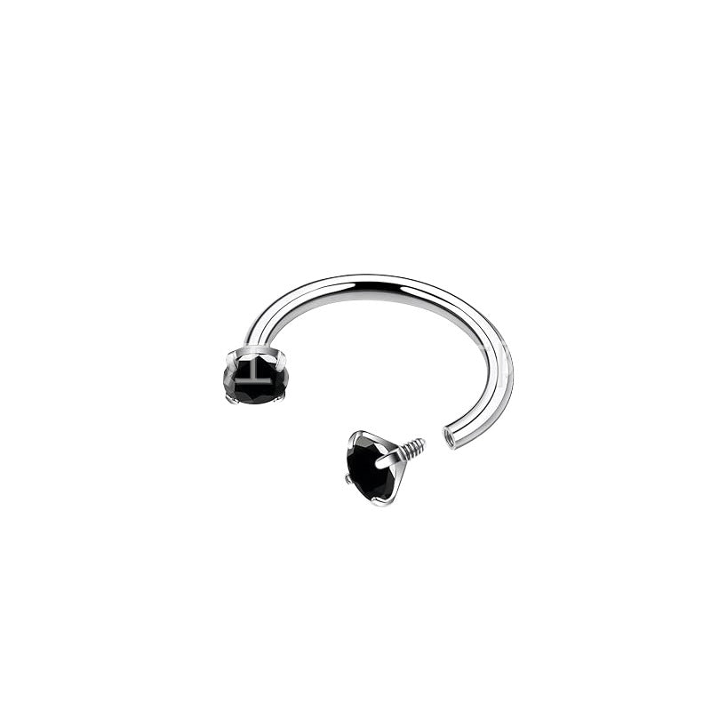 Fashion OL Style Horseshoe-Shaped Titanium Alloy Nose Stud with Polished Finish and Cubic Zirconia Inlay for Unisex Piercing