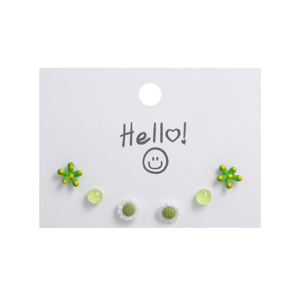 Cute Minimalist Heart Dog Paw Drip Oil Glass Earrings with 925 Sterling Silver Posts