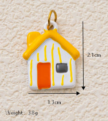 Minimalist Luxury Geometric House Star Heart Cubic Zirconia Inlaid 18K Gold Plated Stainless Steel Pendant Charm Bar
