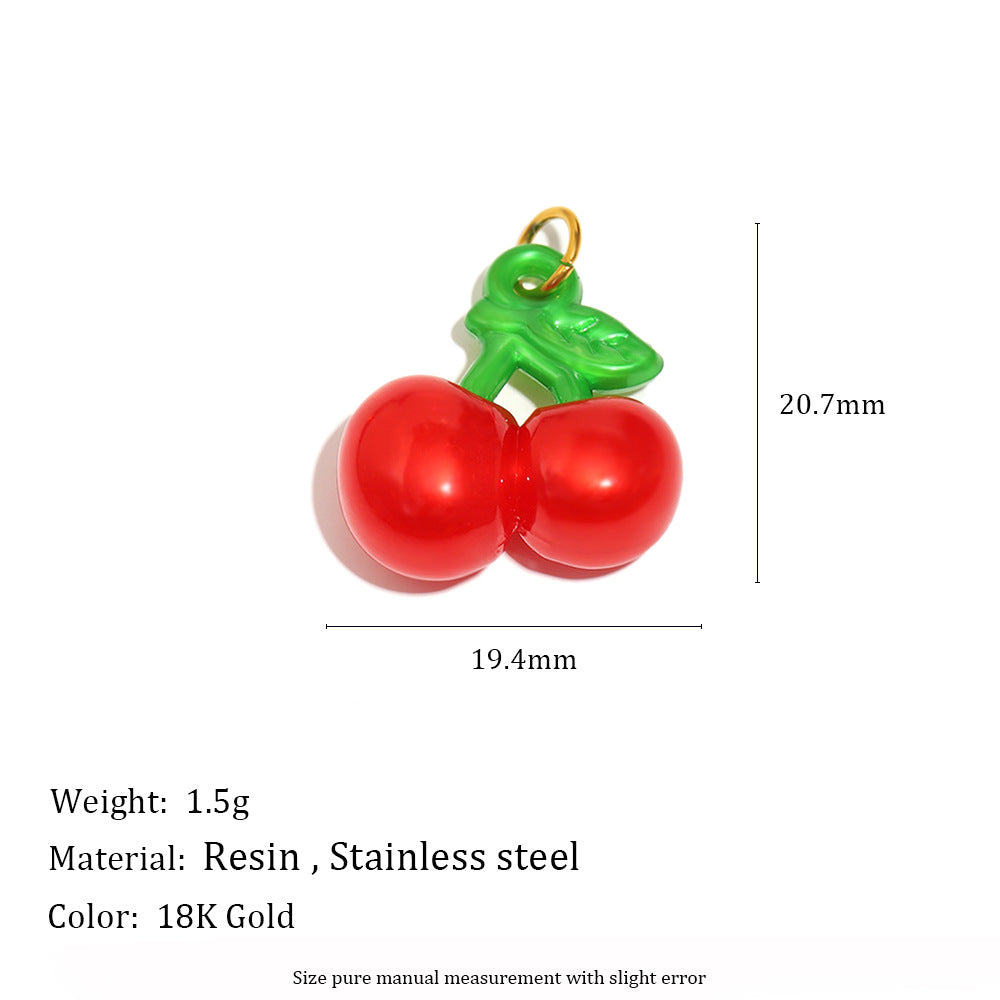 18K Gold Plated Stainless Steel Fruit Charm Bar