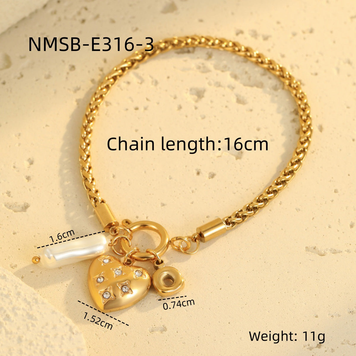Elegante collar de acero inoxidable chapado en forma de corazón para mujer con diseño geométrico minimalista