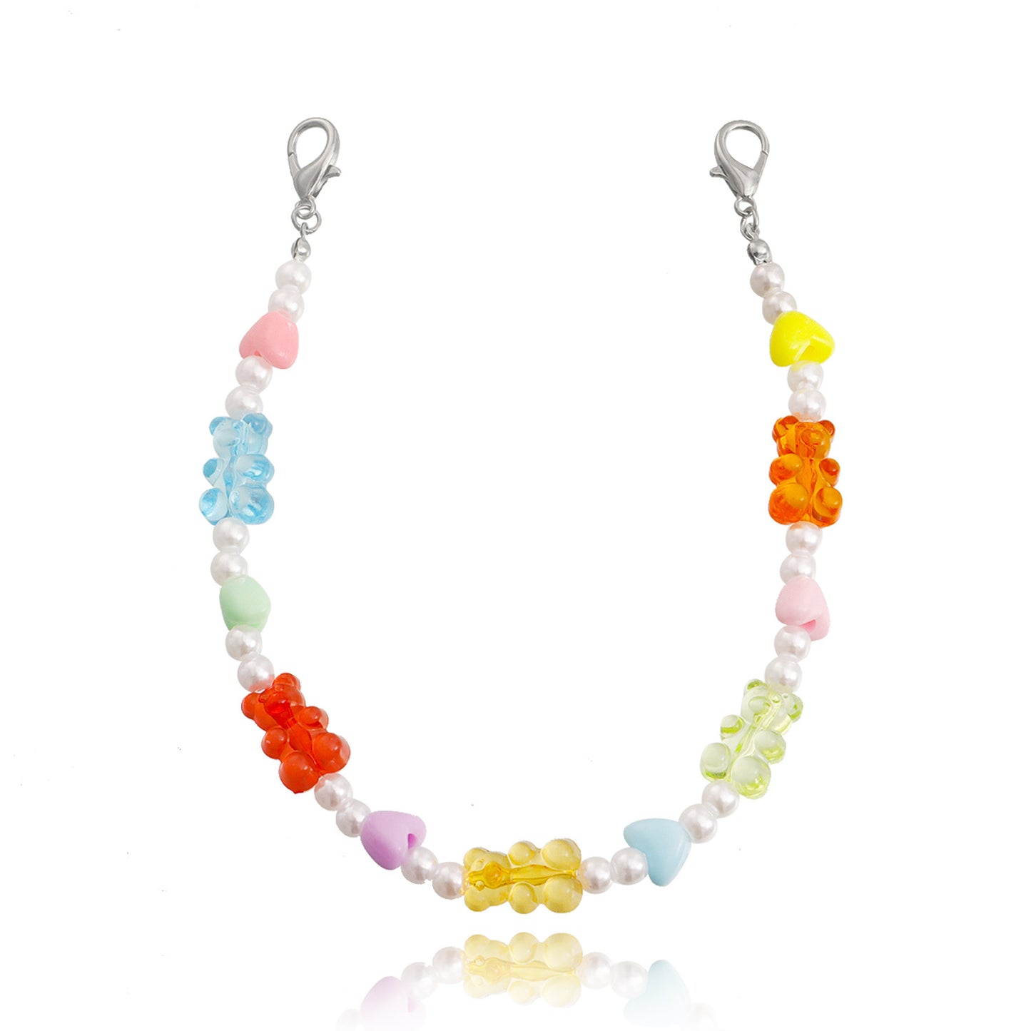 Cute Bear-Shaped Alloy Anklet for Women with Resin Imitation Pearl Accents and Geometric Design