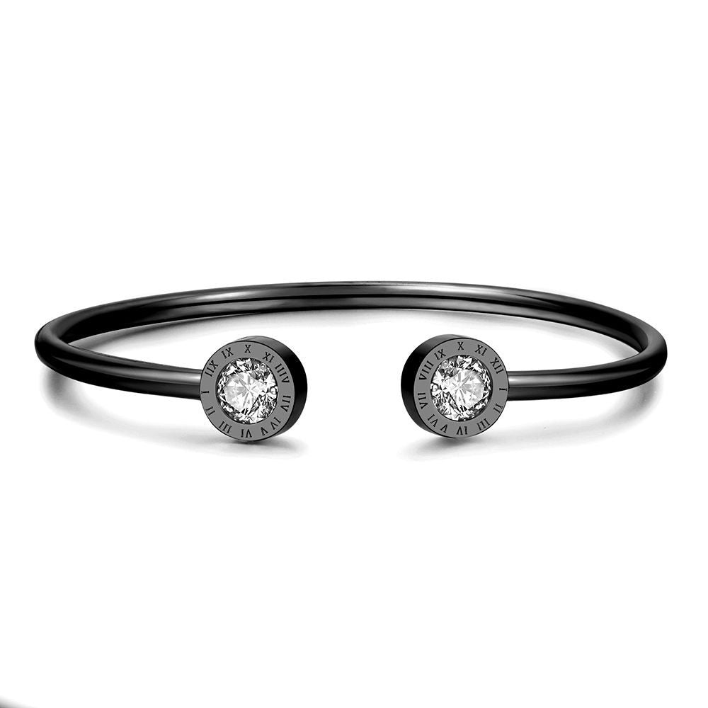 Minimalist 18K Gold Plated Geometric Titanium Steel C-Shape Open Bangle