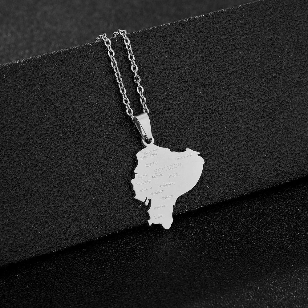 Collana con pendente geometrico minimalista in acciaio al titanio con finitura placcata e catena a O per moda unisex