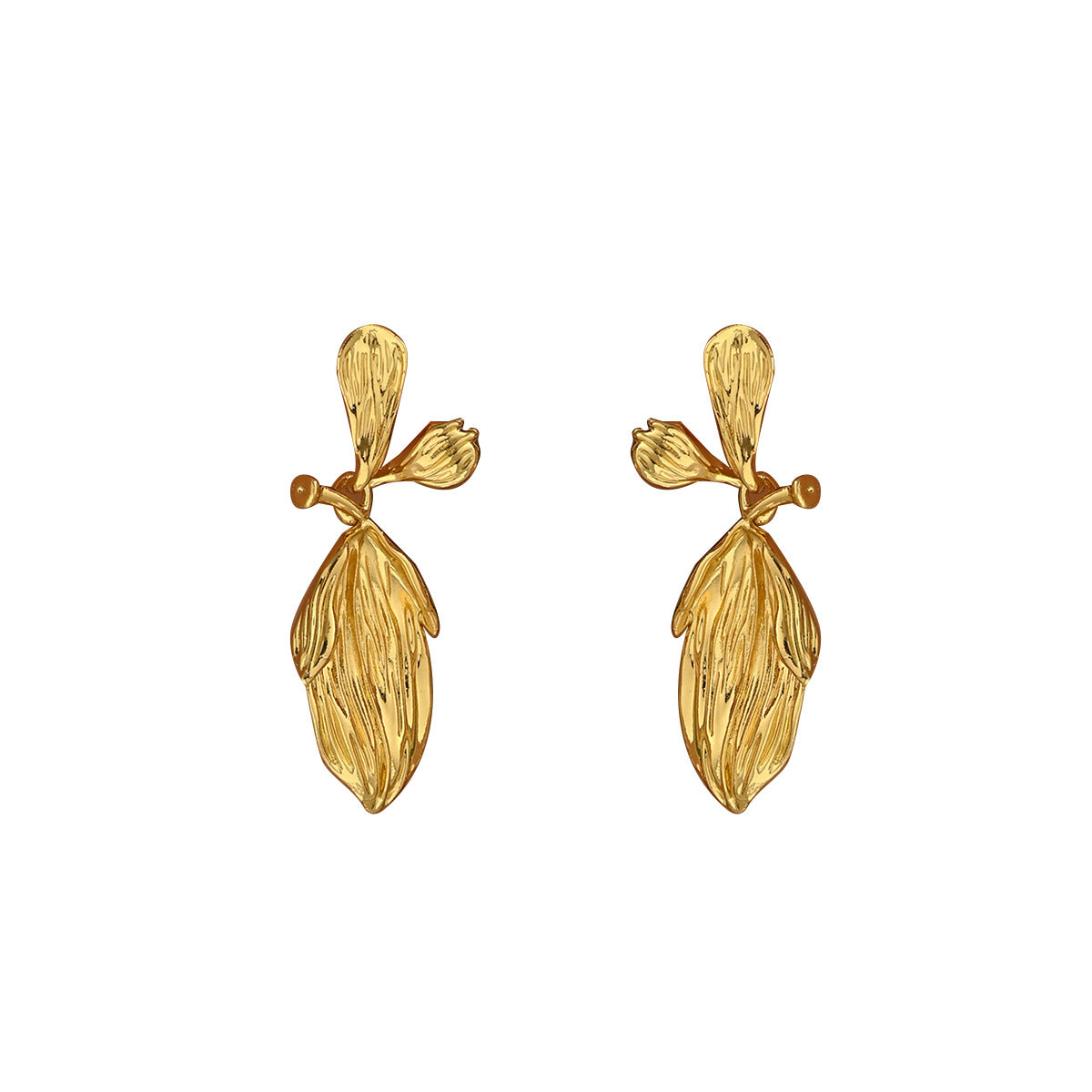 Minimalist Leaf-Shaped Geometric Zinc Alloy Electroplated Earrings for Women