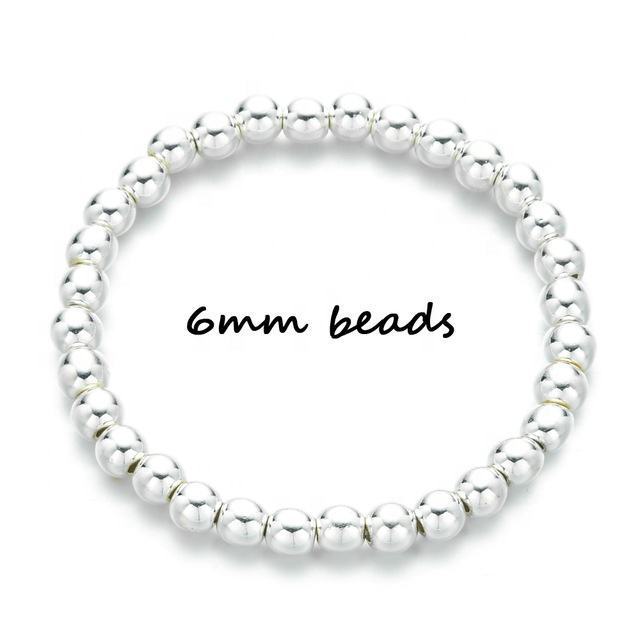 18K Gold Plated Hematite Round Beaded Stretch Bracelet for Women