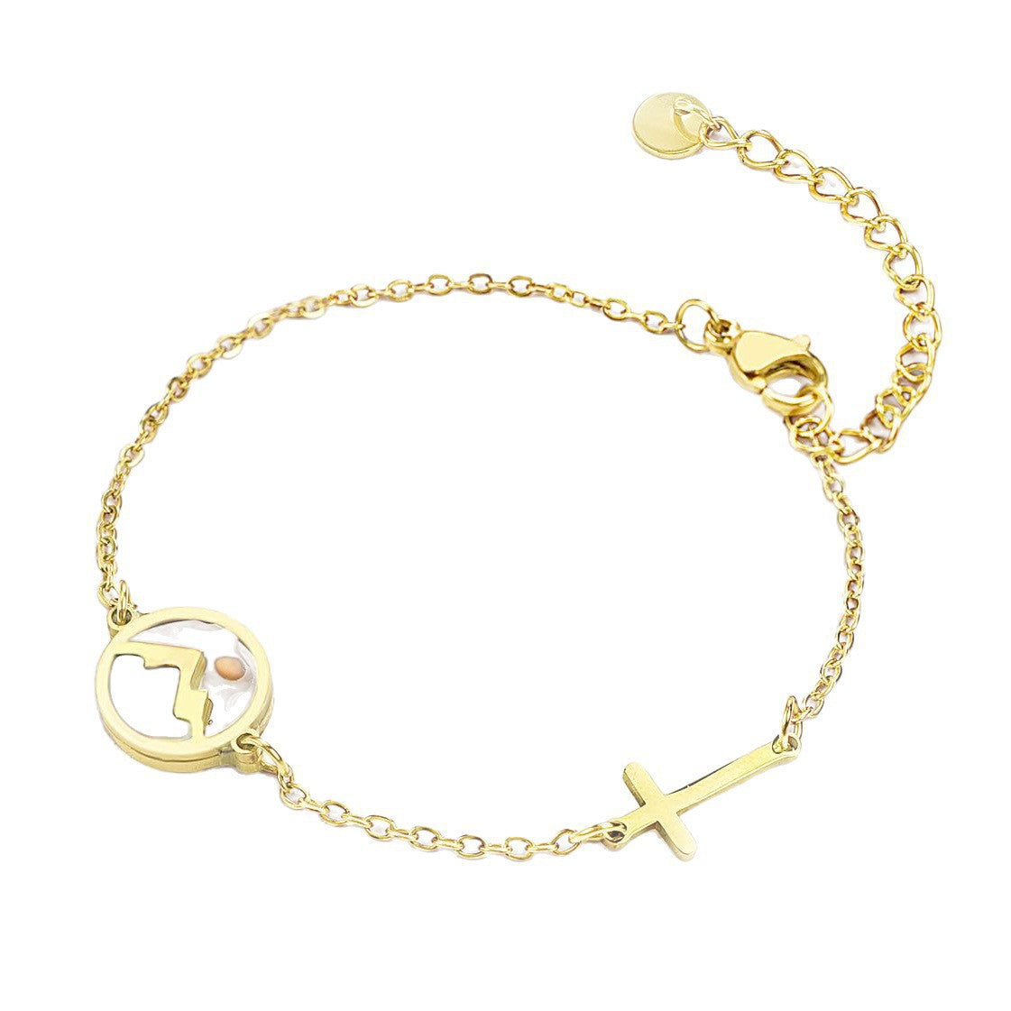 Luxury Elegant Geometric Floral Stainless Steel Bracelet for Women