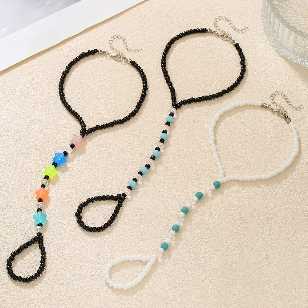 Minimalist Geometric Star Glass Beads Adjustable Anklet for Women