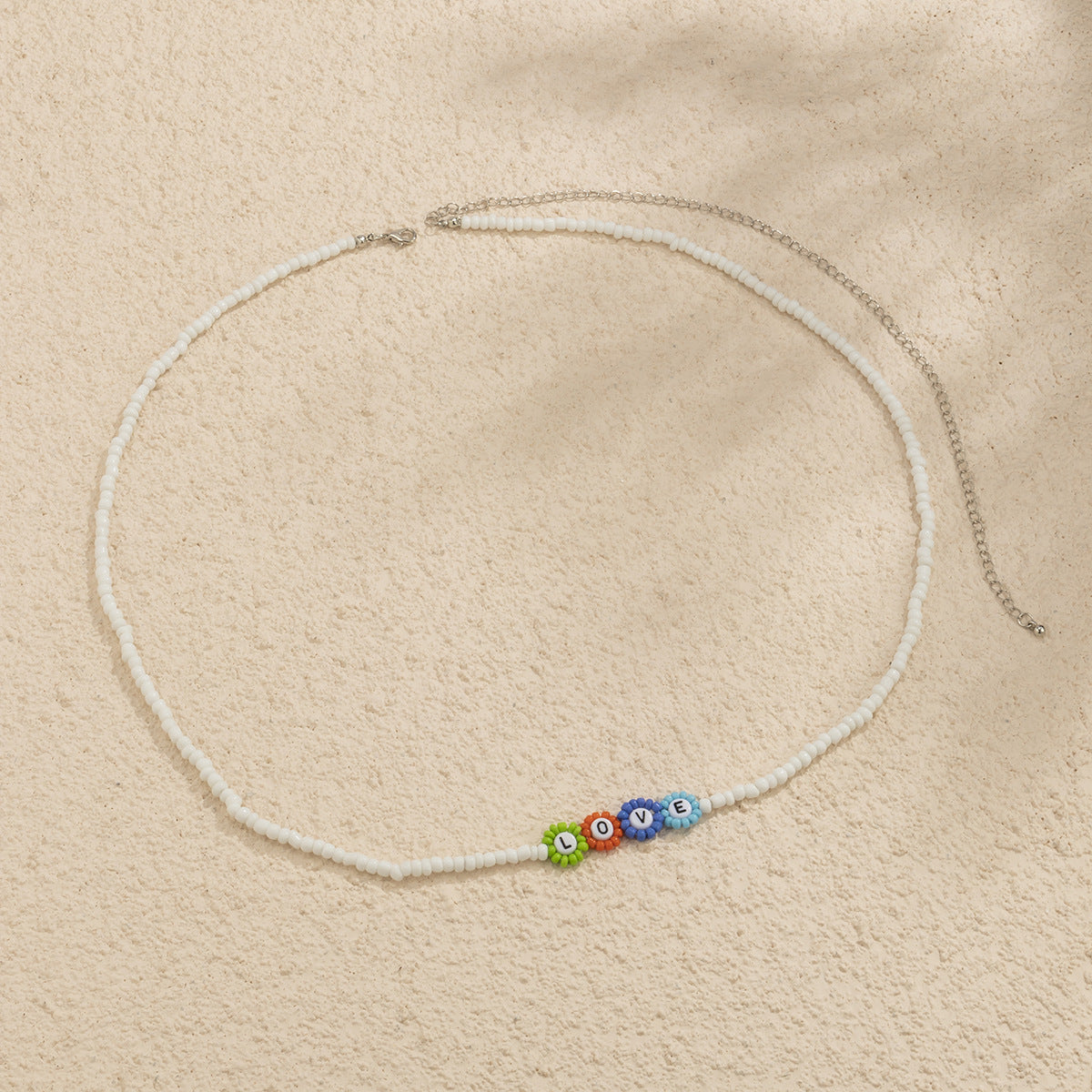 Sweet Minimalist Acrylic Letter Beaded Necklace Plated Ball Chain Floral