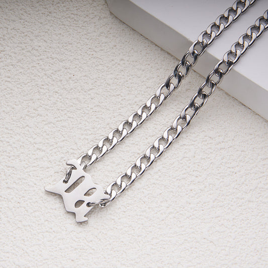 Geometric Cuban Link Necklace in Stainless Steel with Electroplated Finish for Unisex Daily Wear