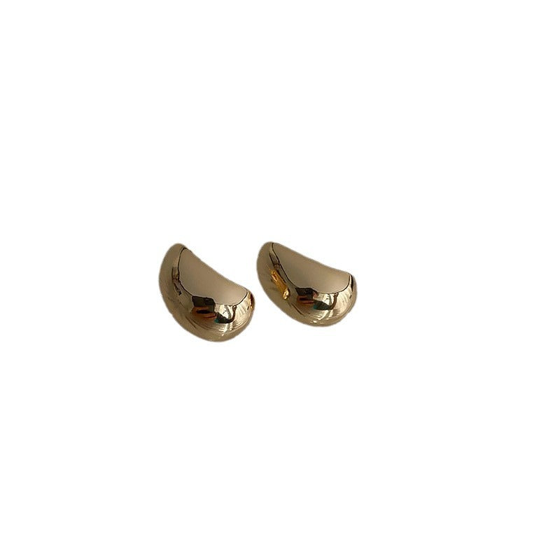 Orecchini da Donna a Cerchio Geometrico in Metallo e a Perno a Cuore, Stile Vintage con Finitura Placcata