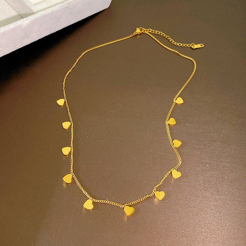 Sweet Sporty Heart Floral Plated Titanium Steel Necklace with Brass Pendant for Women