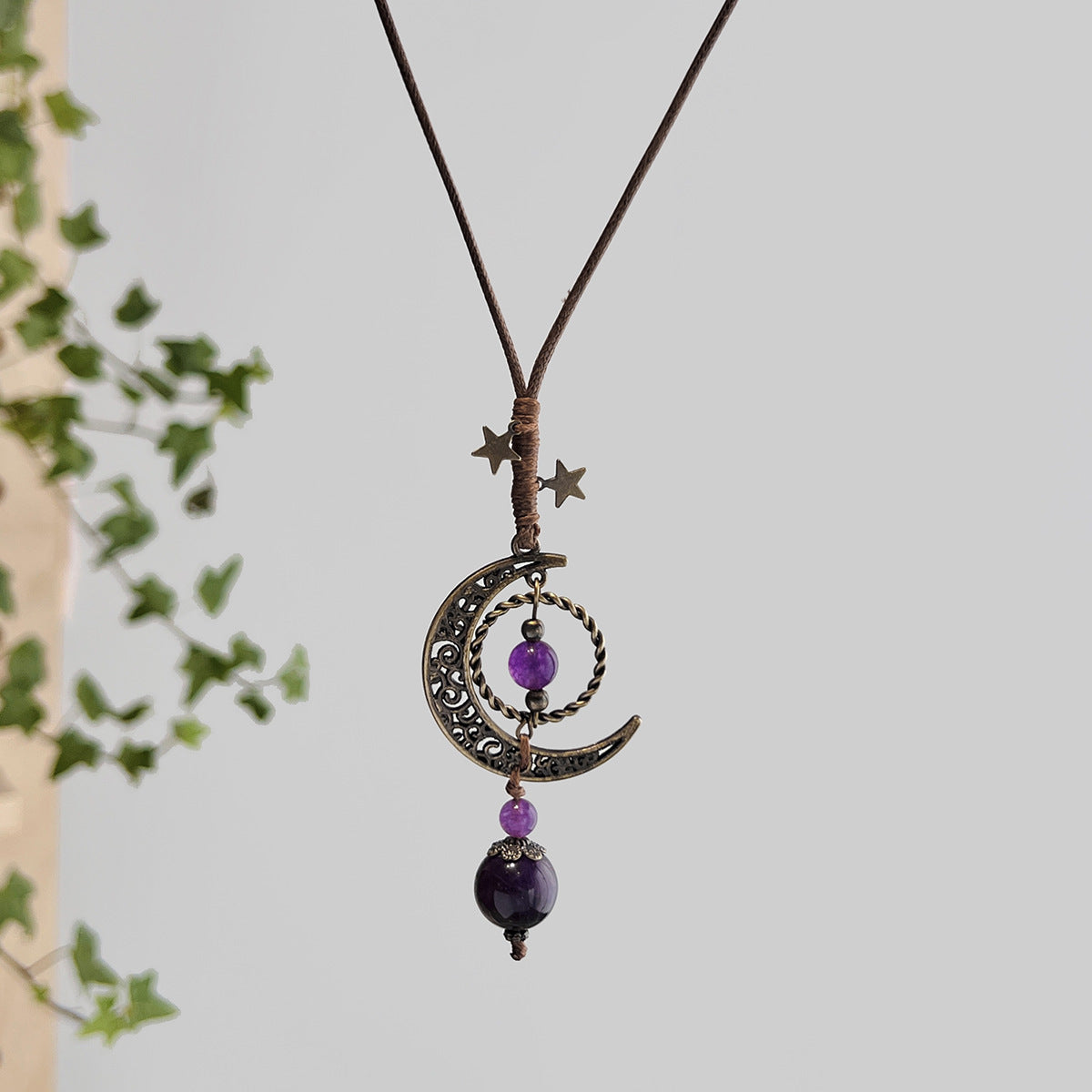 Vintage Bohemian Moon and Star Geometric Zinc Alloy Plated Pendant Multi-layer Necklace for Women
