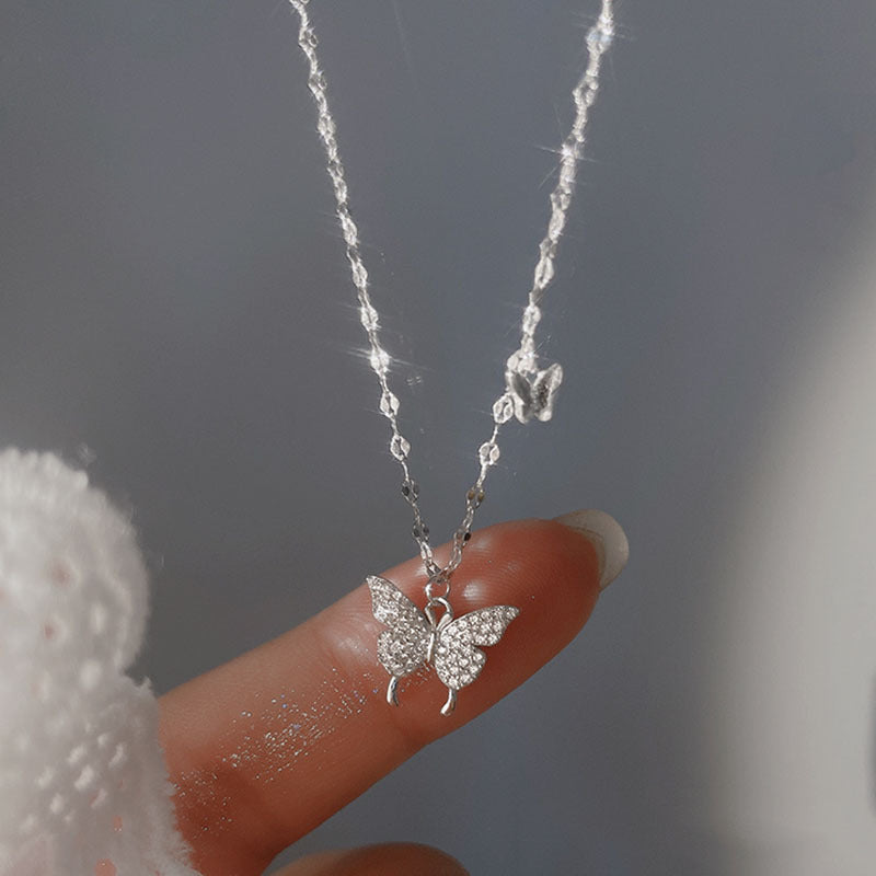 Original Design Butterfly Pendant Titanium Steel Clavicle Necklace for Women with Plated Finish