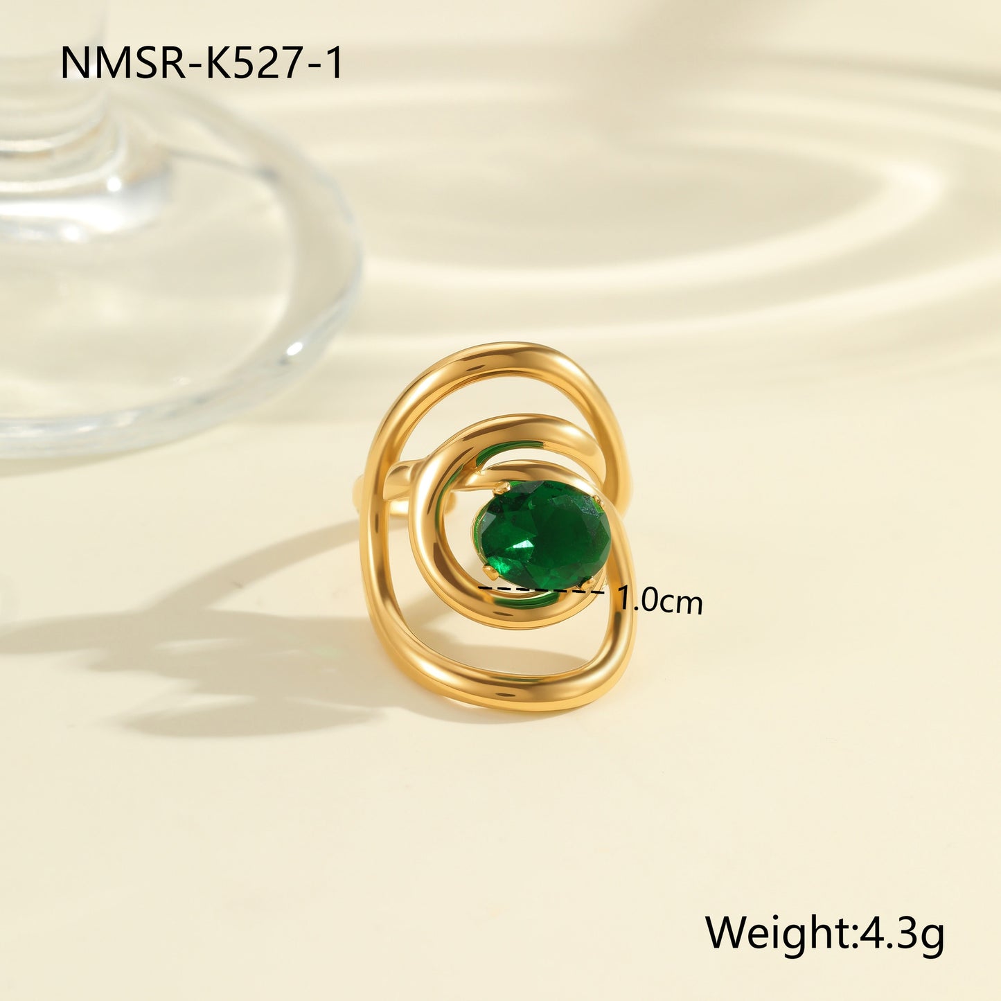 Anillo de Acero Inoxidable Geométrico Minimalista con Baño de Oro de 18K y Detalles de Remaches Esféricos Irregulares para Mujer
